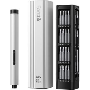 Fanttik E1 Max 3.7V Electric Screwdriver, Mini Precision Screwdriver Set, 50 Magnetic Bits, Magnetic Storage, 5/32‘’Hex, Repair Tool Kit for Electronics Phone Camera Laptop Watch (Grey)