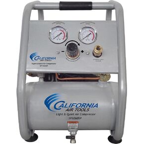 California Air Tools CAT-1P1060S Light & Quiet Portable Air Compressor, Lightweight, Ultra Quiet, Oil-Free, 1 Gallon Steel Tank, .6 HP, 56 dBA Noise Level, Silver