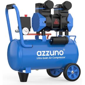 AZZUNO 6 Gallon Air Compressor, 4.2CFM@90PSI Oil Free Air Compressor Tank & Max.145PSI Pressure, 70 dB Ultra Quiet Compressor for Auto Repair, Tire Inflation, Spray Painting, Woodwork Nailing