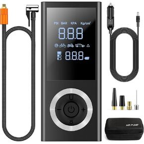 Cordless Tire Inflator Portable Air Compressor, 150 PSI Air Pump with Rechargeable Battery, Tire Pressure Gauge, 12V Car Power Adapter, Smart Air Pump for Car, Motorcycle, Bike, Ball