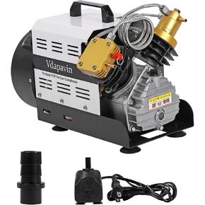 PCP Air Compressor, Dual Cylinder 4500 PSI 110V, Submersible Compressor, High Pressure Air Compressor, PCP Air Pump for Diving/Firefighting/Paintball