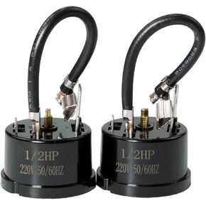 Refrigerator Compressor Thermal Overload Protector 1/2HP 375W 220V 50/60Hz Replacement for Most Fridges and Coolers Compressor Household Freezer Thermal Overload Protection Part with Base (2 Pcs)