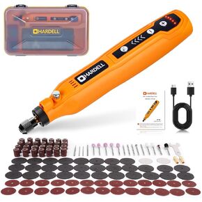 HARDELL Mini Cordless Rotary Tool Kit, 5-Speed and USB Charging with 61 Accessories, Multi-Purpose 3.7V Power Rotary Tool for Sanding, Polishing, Drilling, Etching, Engraving, DIY Crafts