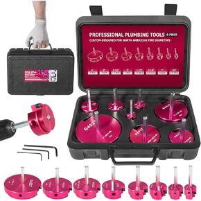 Premium 8Pcs PVC Pipe Reamer Kit - Complete Reamer Set, Fits Standard 1/2" Drills, Includes P3/4", 1", 1-1/4", 1-1/2", 2", 2-1/2", 3", 4" For Standard 1/2" Drills, Ideal for PVC, CPVC, ABS Pipes