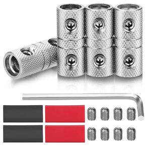 Linkstyle 4PCS 0 Gauge Wire Splice Connectors, 0 Gauge Battery Cable Coupler Audio Wire Butt Connectors, with Wrenches and Screws