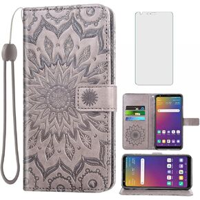 Phone Case for LG Stylo 5/5+/5V/5X/Stylo5 Plus Wallet Cases with Tempered Glass Screen Protector Leather Slim Flip Cover Card Holder Stand Cell Accessories LGStylo5 Stylus 5plus Five Women Purple