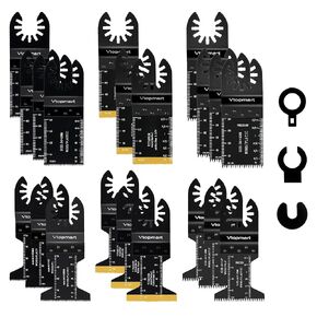 Vtopmart 20 Metal Wood Oscillating Multitool Quick Release Saw Blades Compatible with Fein Multimaster Porter Cable Black & Decker Bosch Craftsman Ridgid Ryobi Makita Milwaukee Rockwell