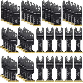 PECHAM 23PCS Titanium & Carbide Multitool Blades Oscillating Tool Saw Blades Heavy Duty for Hard Material, Metal/Steel Nails/Bolts/Screws Fit Most Oscillating Tools