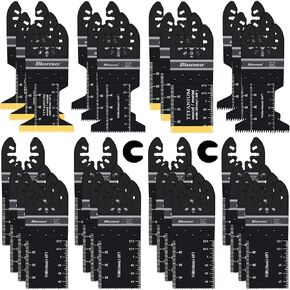 Bionso 55PCS Oscillating Saw Blades, Professional Universal Titanium Multitool Blades for Wood Plastics Metal, Quick Release Multi Tool Kits Fit Dewalt Ryobi Milwaukee Rockwell Fein Makita