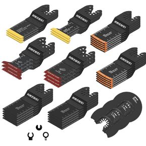 35PCS Multitool Blades, 7 Types Titanium & HCS Oscillating Tool Blades for Wood Metal Plastic, Quick Release Saw Blades Compatible with Dewalt Worx Rockwell Fein Milwaukee Makita Ryobi