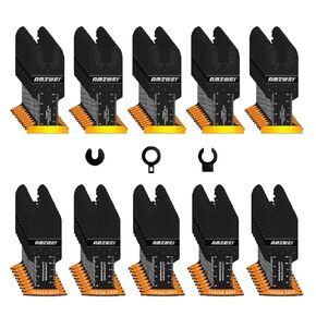 50PCS Titanium Oscillating Tool Blades, Curved Edge Oscillating Saw Blades for Metal, Wood, Plastic, Quick Release Multi Tool Blades Compatible with Dewalt Milwaukee Ryobi Rockwell Fein