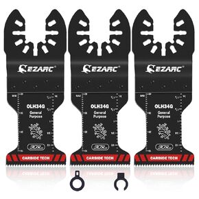 EZARC Carbide Oscillating Tool Blades, Multitool Blades Heary Duty for Hard Material, Metal, Nails. Bolts. Screws, 3-Pack