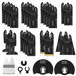30 PCS Oscillating Saw Blades, Universal Titanium Bi-Metal & Japanese Tooth Multi-Tool Blades & Scraper for Wood, Plastic & Metal, Quick Release Fit DeWalt Dremel Bosch Fein Milwaukee