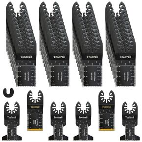 56PCS Oscillating Saw Blades,Universal Titanium Oscillating Tool Blades for Wood,Plastic and Metal,Multi Tool Blades Kits Fit Dewalt Ryobi Milwaukee Rockwell Fein (56)