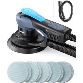 Electric Random Orbital Sander Brushless 5.0mm, 350W Orbital Sander Low Vibration, 6inch Pads, 6 Variable Speed (MAX 10000RPM), Palm Sanders for woodworking, 10 Sanding Discs