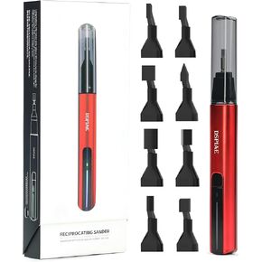 Electric Reciprocating Sander Tool with 8PCS Sanding Heads – Compact, Portable, Precise, Perfect for Detail Sanding, Hobbyists, Crafts, and Small Projects