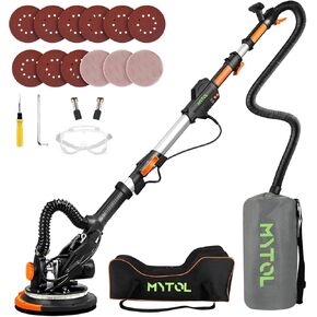 Drywall Sander, 7.2A Electric Drywall Sander with Vacuum Dust Collection, LED Light, 6 Variable Speed Digital Display 900-1800RPM, Foldable & Extendable Handle, 9 Sanding Discs&3 Grid Sandpaper