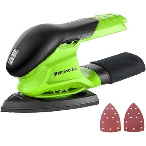 Greenworks 24V Finishing Mouse Sander 11,000 OPM Cordless with 2Ah Battery and Charger