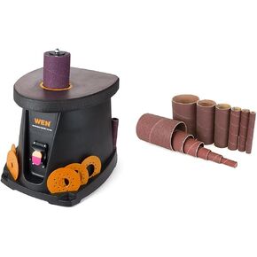 WEN 6510T 3.5 Amp Oscillating Spindle Sander,Black & 6510SP240 240-Grit Oscillating Spindle Sanding Sleeves Combo (12 Pack)