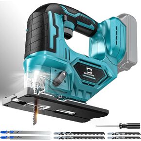 Cordless Jig Saw for Dewalt 20v Max With 1 Battery, Brushless Jigsaw Cut Off Tool, Variable Speed 2900RPM, 45° Beveled Cuts, 3 Orbital Action, with Jigsaw Blades for Straight/Curve/Circle Cutting