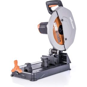 Evolution Power Tools R355CPS 14-Inch Chop Saw Multi Purpose, Multi-Material Cutting Cuts Metal, Plastic, Wood & More Miter Cut up to 45˚ Degrees TCT Blade Included
