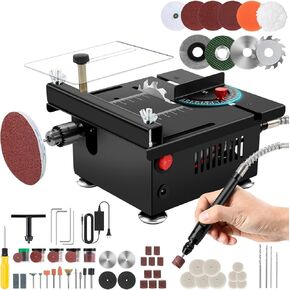 Mini Multi Functional Table Saw, mini Table Saws for Crafts, Portable Mini Desktop Electric Saw for Wood Cutting, Height & Angle Adjustable with More Accessories, for Wood, Plastic Acrylic Cutting