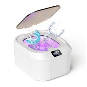Ultrasonic Jewelry Cleaner, Electric Glasses Cleaner Machine for Watches, Sliver Ring, Earring, Chain, Makeup Brush, Denture Retainer, Mouth Guard, Invisalign, Braces, Kunphy 46KHz 600ml Cleaner