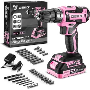 Power Drill Cordless: DEKO PRO Cordless Drill 20V Electric Power Drills Set Tool Drills Cord-less Set with Battery and Charger
