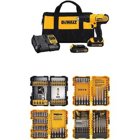 DEWALT 20V MAX* Cordless Drill/Driver Kit with Screwdriver/Drill Bit Set, 100-Piece (DCD771C2 & DWA2FTS100)