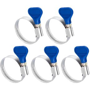 POWERTEC 70247 1-1/2 Inch Stainless Steel Thumb Screw Clamps, Adjustable Key Hose Clamps for Pool Hose for Above Ground Pools and PVC Tubing, Pipe Clamp, Worm Gear Clamp, 5 pack