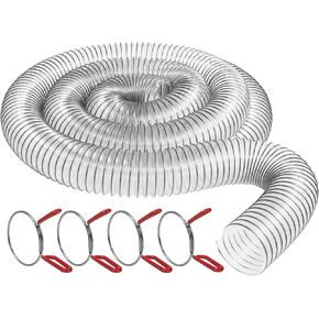 2-1/2 inch Diameter by 10 foot Long PVC Dust/Debris, Collection Hose with 2 each, 2.5 inch Turnkey Stainless Steel Hose Clamps - Made in the USA