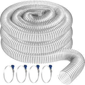 4" x 20' PVC Dust Collection Hose with 4 Thumbscrew Clamps Made in USA in Saudi Arabia