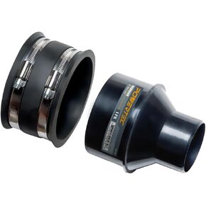 POWERTEC 70322 4 Inch to 2-1/2 Inch Reducer and 4 Inch Dust Control Flex Cuff with Stainless Steel Hose Clamps, Dust Collection Fitting for Woodworking Dust Collection Hose and Dust Ports, 1 Set