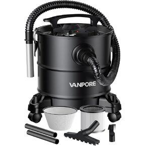 Ash Vacuum for Pellet Stoves: 5.2 Gallon Fireplace Ash Vac with 1200w Powerful Suction & Wheeled Base - Ash Vacuum Cleaner for Fireplaces, Pellet Grill, Wood Stove, Fire Pits (Blue)