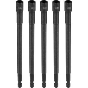 uxcell 5pcs Hex Nut Driver Drill Bit 6mm Metric 6-Point Socket 1/4" Hex Shank Magnetic Setter CR-V Steel Bolt Sockets for Power Drills Impact Drivers, 5.91" (150mm) Long
