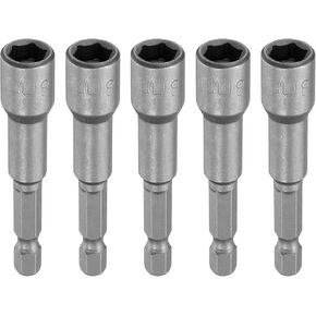 uxcell 5pcs Hex Nut Driver Drill Bit 7mm Metric 6-Point Socket 1/4" Hex Shank Magnetic Setter CR-V Steel Bolt Sockets for Power Drills Impact Drivers, 2.56" (65mm) Long