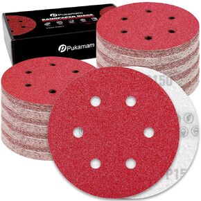 100 Pcs 6 inch Sanding Discs 120 Grit 6 Hole Hook and Loop Round Sandpaper for Random Orbital Sander
