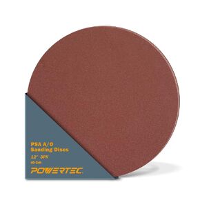 POWERTEC 10 PCS 80 GRIT 12 Inch PSA DISCS ، ورق الصنفرة العصيات الذاتي ، 12 بوصة للالتحاس الجاف ، والطلاء ، والطلاء ، والبوكسي مع الصنفرة المدارية العشوائية ، و DA Sanders ، و 6 × 48 قرص الحزام (110600)