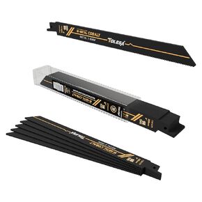 TOLESA Heavy Metal Cutting Reciprocating Saw Blades 9 Inch 14TPI for Pipe, Rebar, Bi-Metal Sabre Saw Blades 5 Pack
