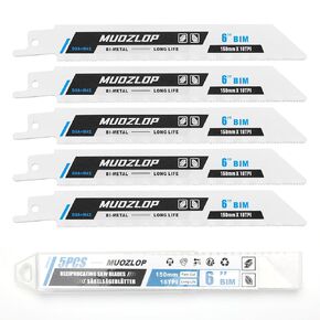 10Pack 6 inch Reciprocating Saw Blades Set,14/18 TPI High Carbon Saw Blades,Metal Saw Blades with Organizer Case (10, 14/18TPI/150mm)