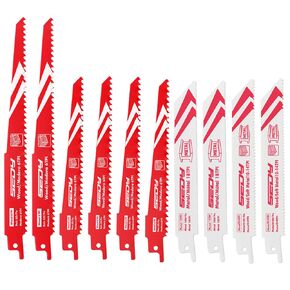 10-Piece Ultimate Reciprocating Saw Blade Set, Premium 6 & 8 Inch Wood & Metal Cutting Pruner Saw Blades with Storage Box