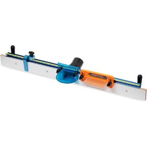 POWERTEC Router Table Fence System 3-1/2" Tall 32" Long, Router Fence Kit with Adjustment Knob, Aluminum Flip Stop, Measuring Tape, Feather Board, Bit Guard, and Built-In 2-1/2" Dust Port - 71655