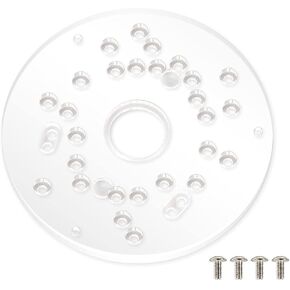 POWERTEC Router Base Plate Acrylic 5-3/4" w/Screws & Predrilled Holes for Trim & Plunge Routers, Clear Guide Bushing Router Plate, Fits Listed Models Bosch, DeWalt, Makita, Porter Cable & More - 71381