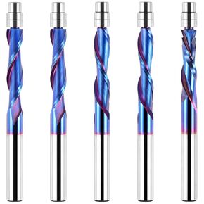 Downcut Spiral Flush Trim Router Bit, 1/4 Inch Shank Solid Carbide Flush Trim Router Bits Spiral with Nano Coated by EANOSIC (1/4" Shank Down-Cut)