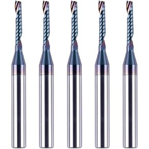SpeTool Carbide O Flute Spiral Router Bit 1/8 Inch Cutting Diameter 1/4 Inch Shank with Coating Acrylic Non-Ferrous Metal CNC Milling Cutter