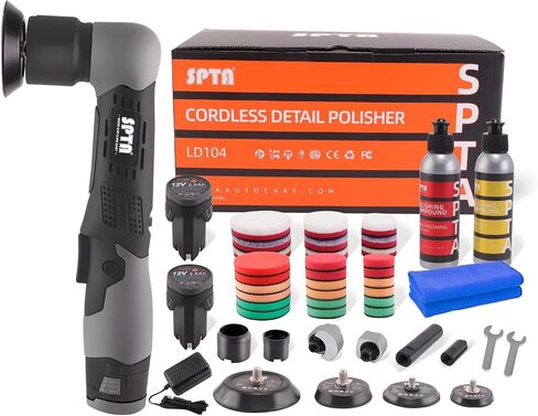 SPTA Cordless Mini Car Polisher 12V خدوش السيارة Killer Car Polisher RO/DA Cordless مع منصة تلميع للتلميع والرمل والتنظيف (مجموعات 1) in Kuwait