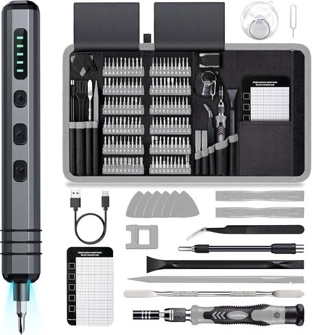 Mini Electric Screwdriver Set 140-IN-1: Small Electric Screwdriver Cordless | 120 Precision Bits, 5 Torque Settings, 4 LED Light, Magnetic Power Screwdriver Repair Tool Kit for PC RC Electronics in Saudi Arabia