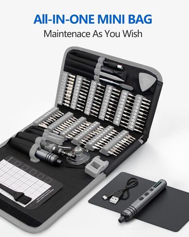Mini Electric Screwdriver Set 140-IN-1: Small Electric Screwdriver Cordless | 120 Precision Bits, 5 Torque Settings, 4 LED Light, Magnetic Power Screwdriver Repair Tool Kit for PC RC Electronics in Saudi Arabia