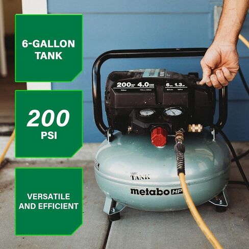 Metabo HPT Air Compressor, THE TANK, Portable Pancake Air Compressor 200 PSI, 6 Gallon Tank, Versatile for Use with Framing, Siding, Finish, Brad or Roofing Nailers, EC914S in Kuwait