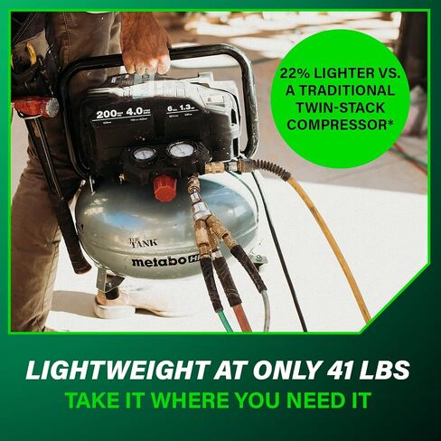 Metabo HPT Air Compressor, THE TANK, Portable Pancake Air Compressor 200 PSI, 6 Gallon Tank, Versatile for Use with Framing, Siding, Finish, Brad or Roofing Nailers, EC914S in Kuwait